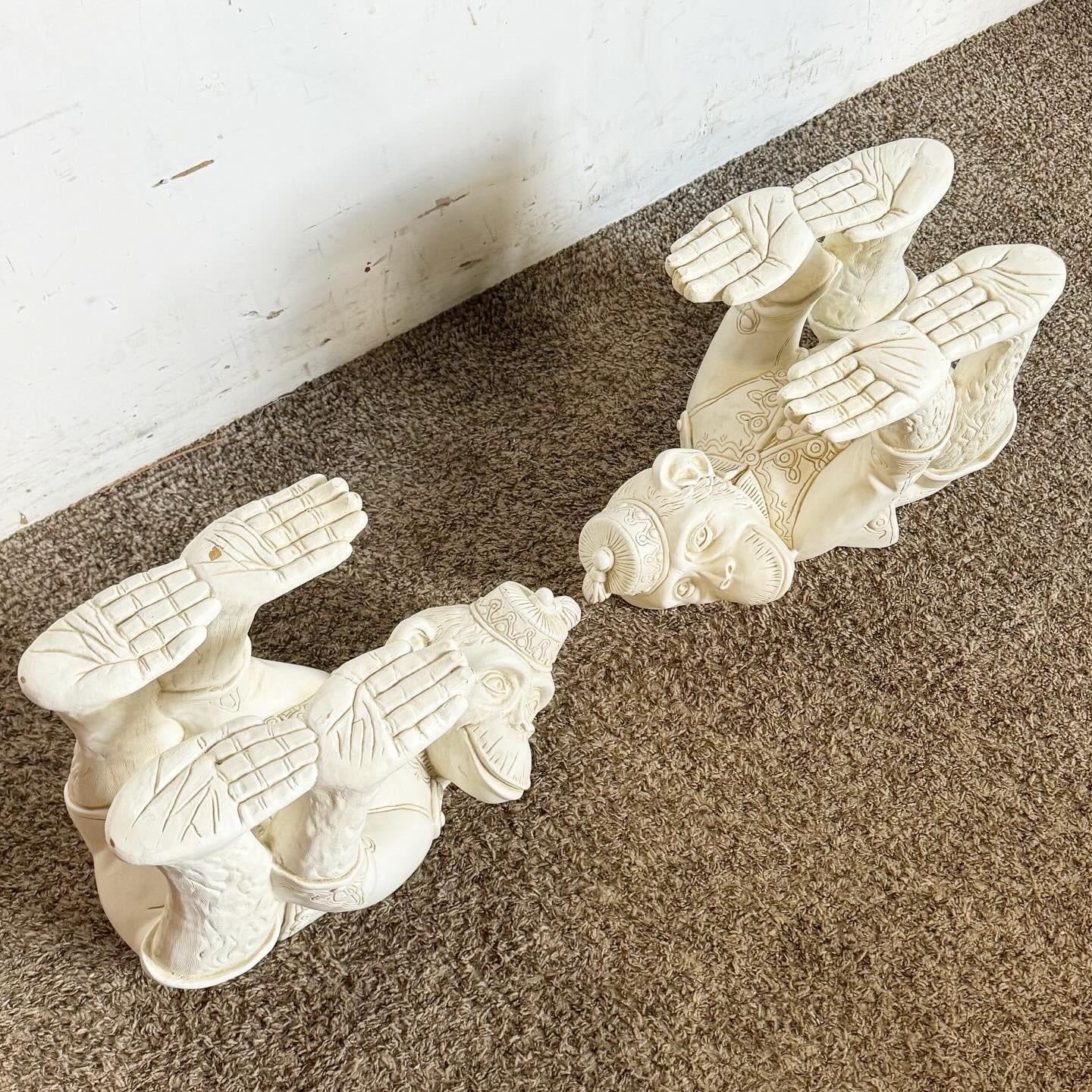 Boho Regency Plaster Monkey Tables by Continental Accents - a Pair For Sale 5