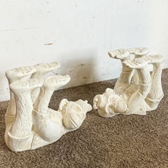 Boho Regency Plaster Monkey Tables by Continental Accents - a Pair