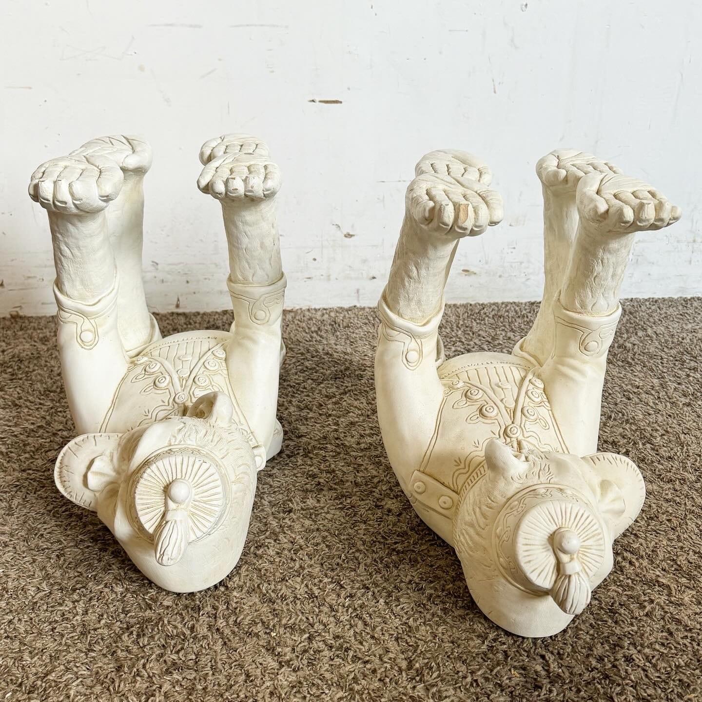 Boho Regency Plaster Monkey Tables by Continental Accents - a Pair In Good Condition For Sale In Delray Beach, FL
