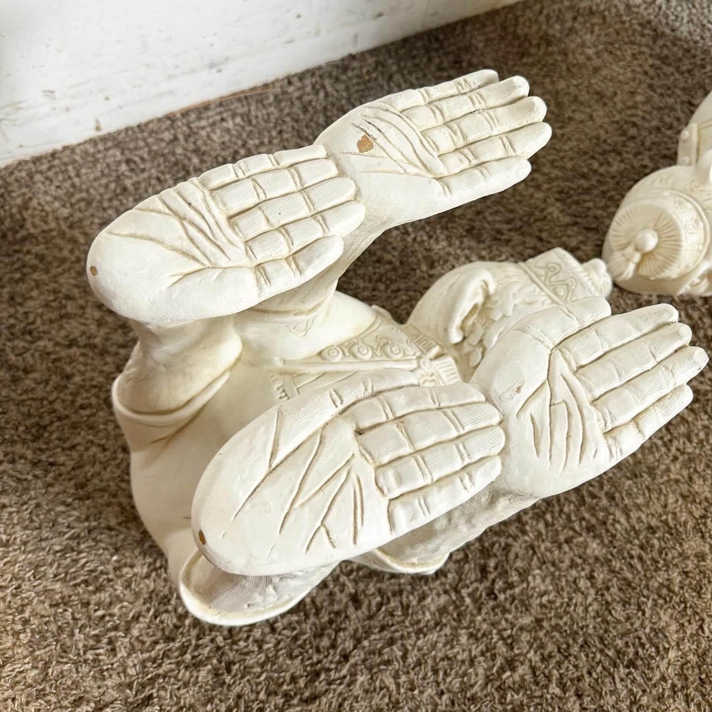 Late 20th Century Boho Regency Plaster Monkey Tables by Continental Accents - a Pair For Sale
