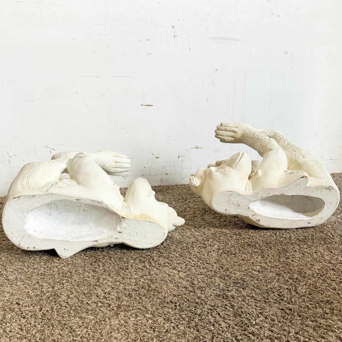 Boho Regency Plaster Monkey Tables by Continental Accents - a Pair For Sale 1