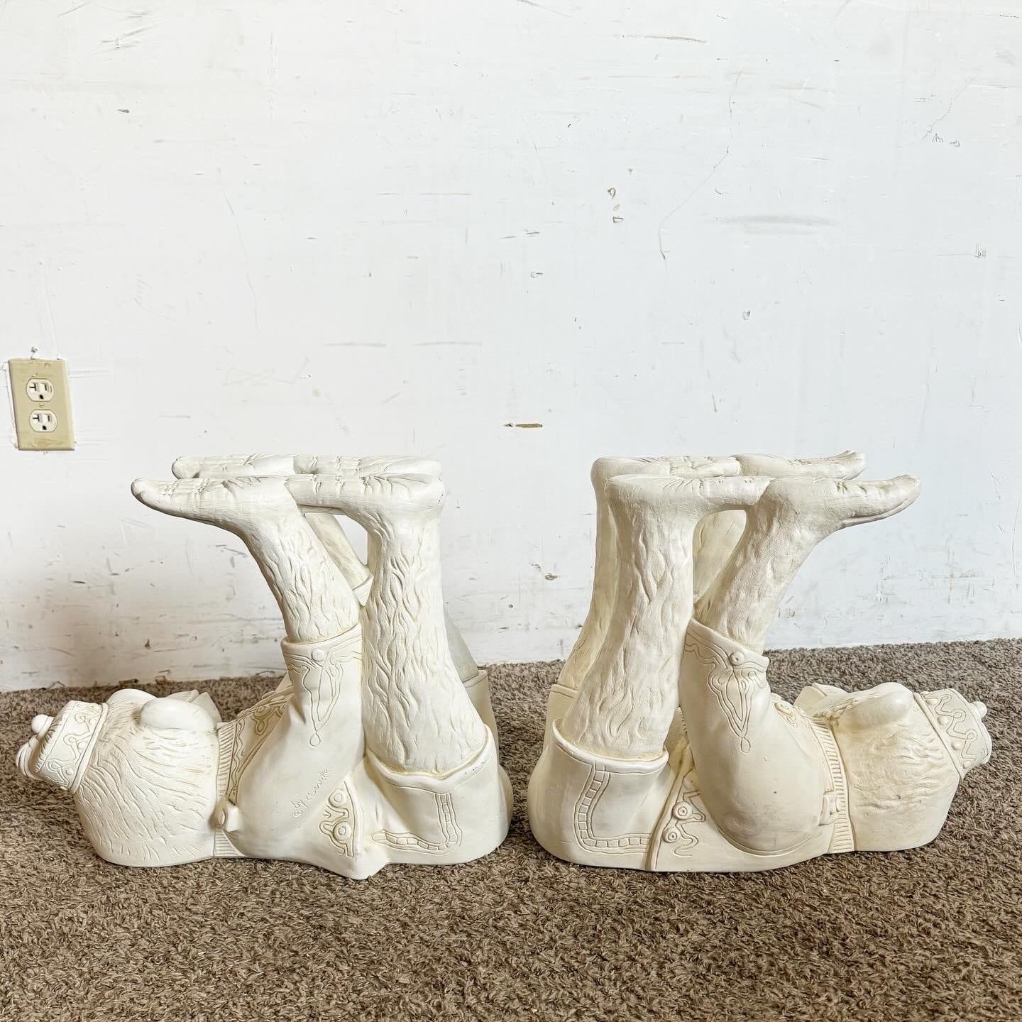 Boho Regency Plaster Monkey Tables by Continental Accents - a Pair For Sale 2