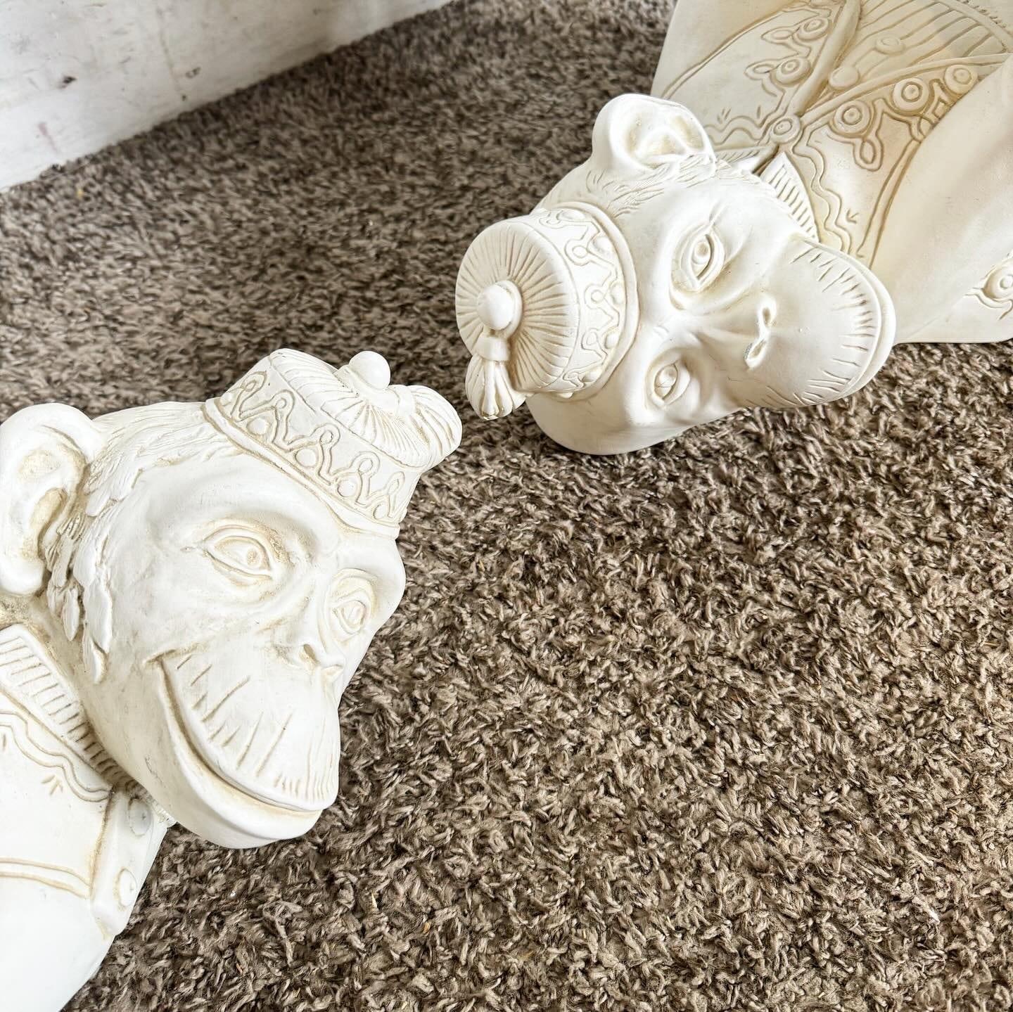 Boho Regency Plaster Monkey Tables by Continental Accents - a Pair For Sale 4