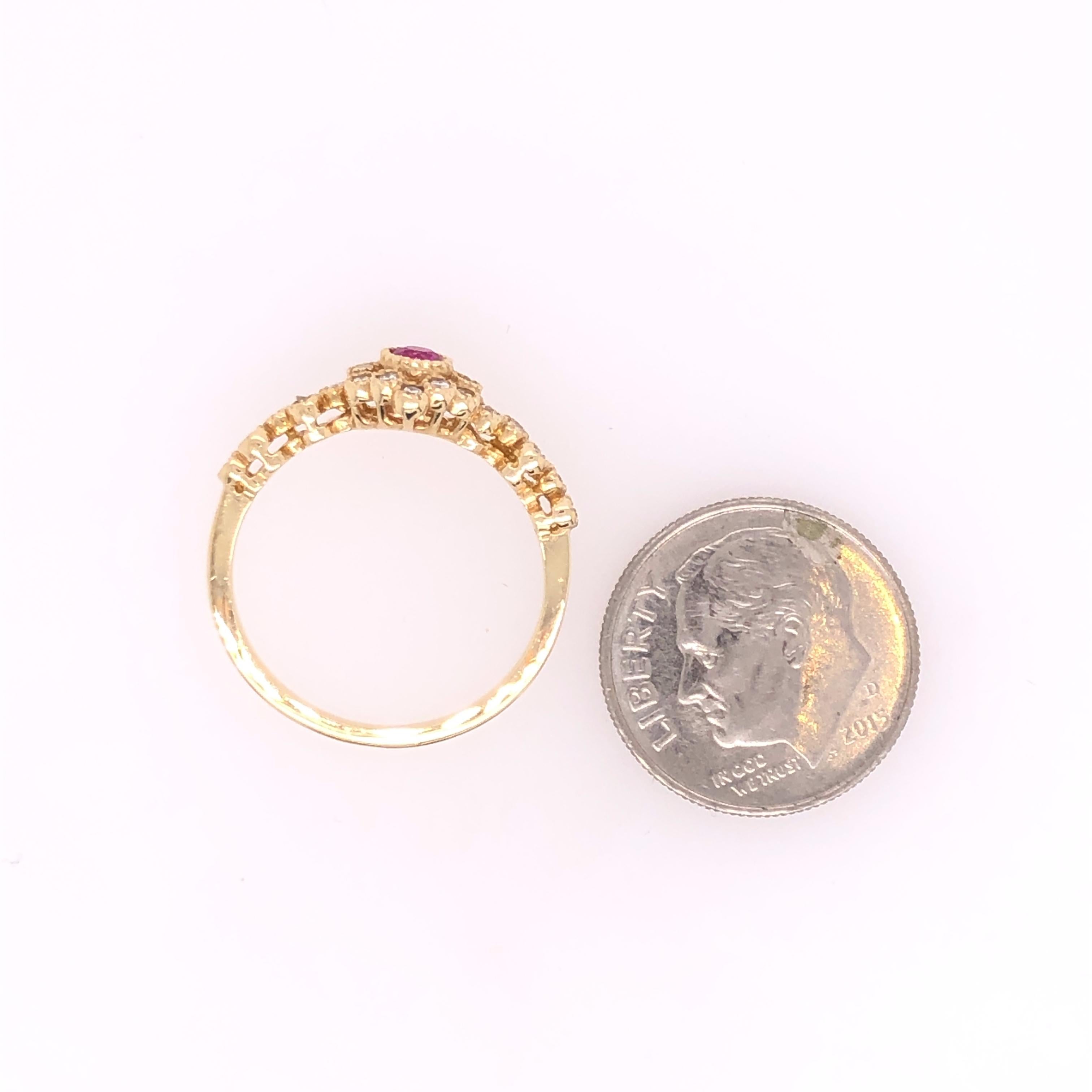 Women's Boho Ruby and Diamond Yellow Gold Ring