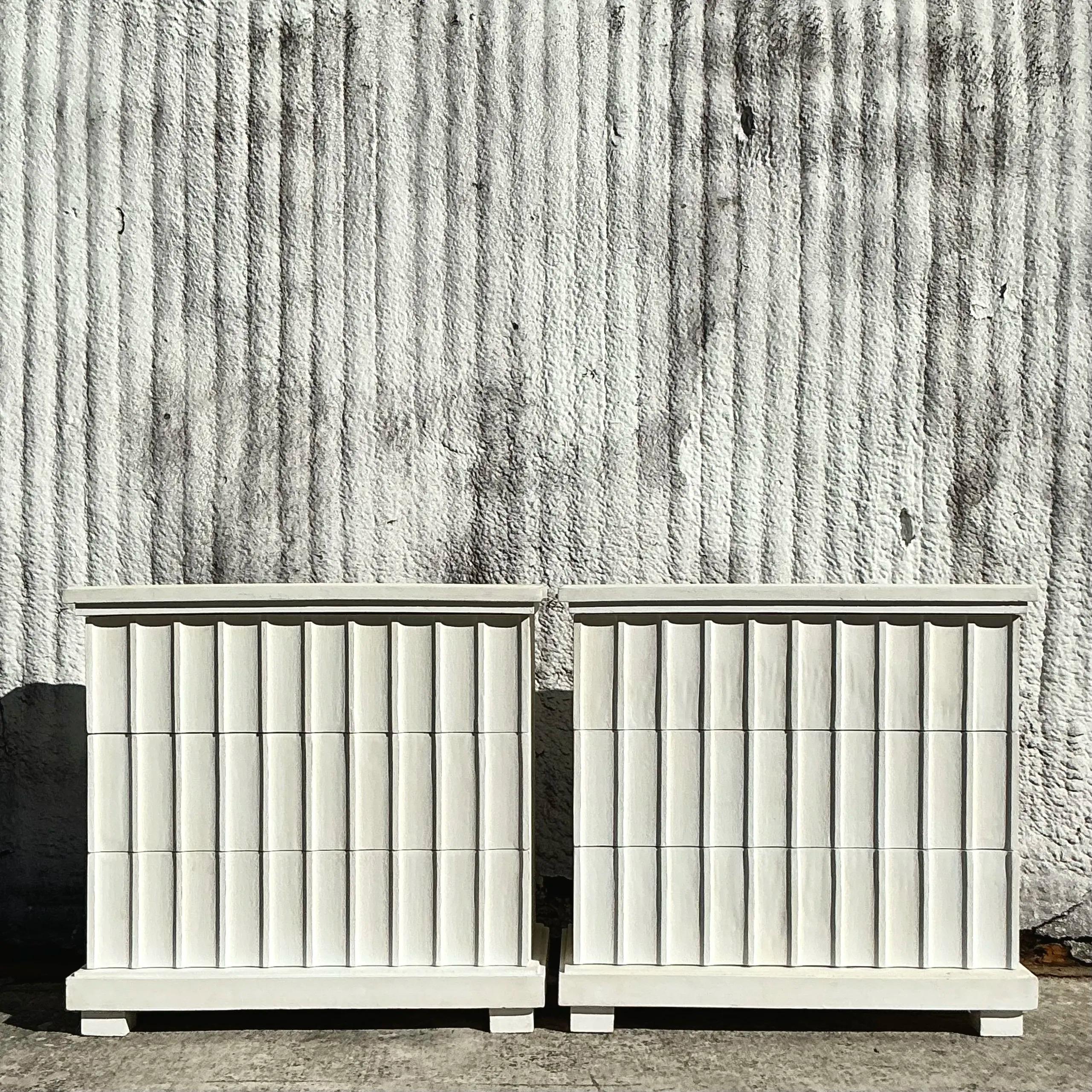 Boho Scalloped Chest of Drawers - a Pair 2