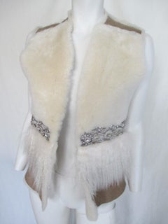 Boho Shearling Gilet Tibetan Lamb Rhine stones