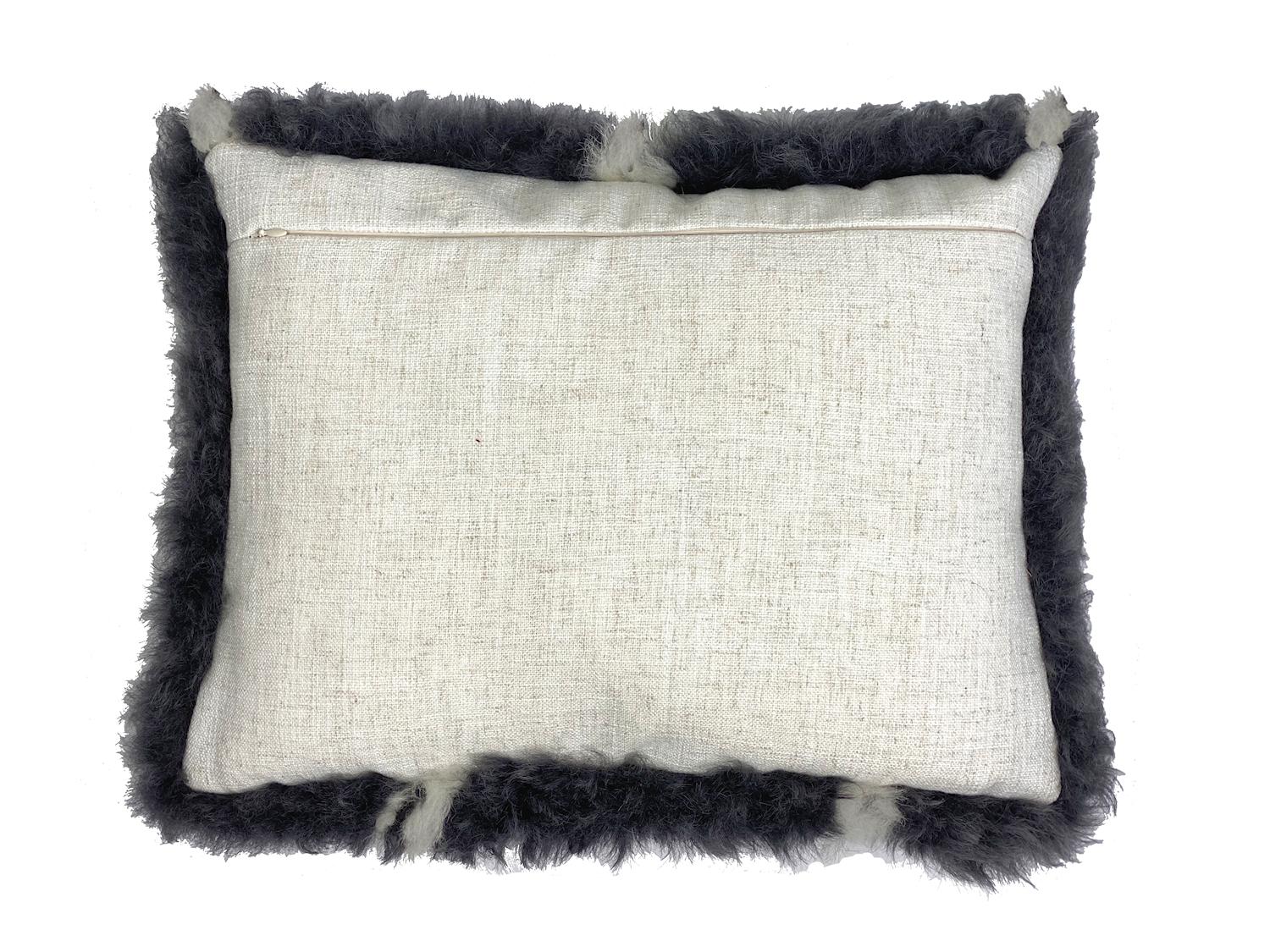 white sheepskin pillow
