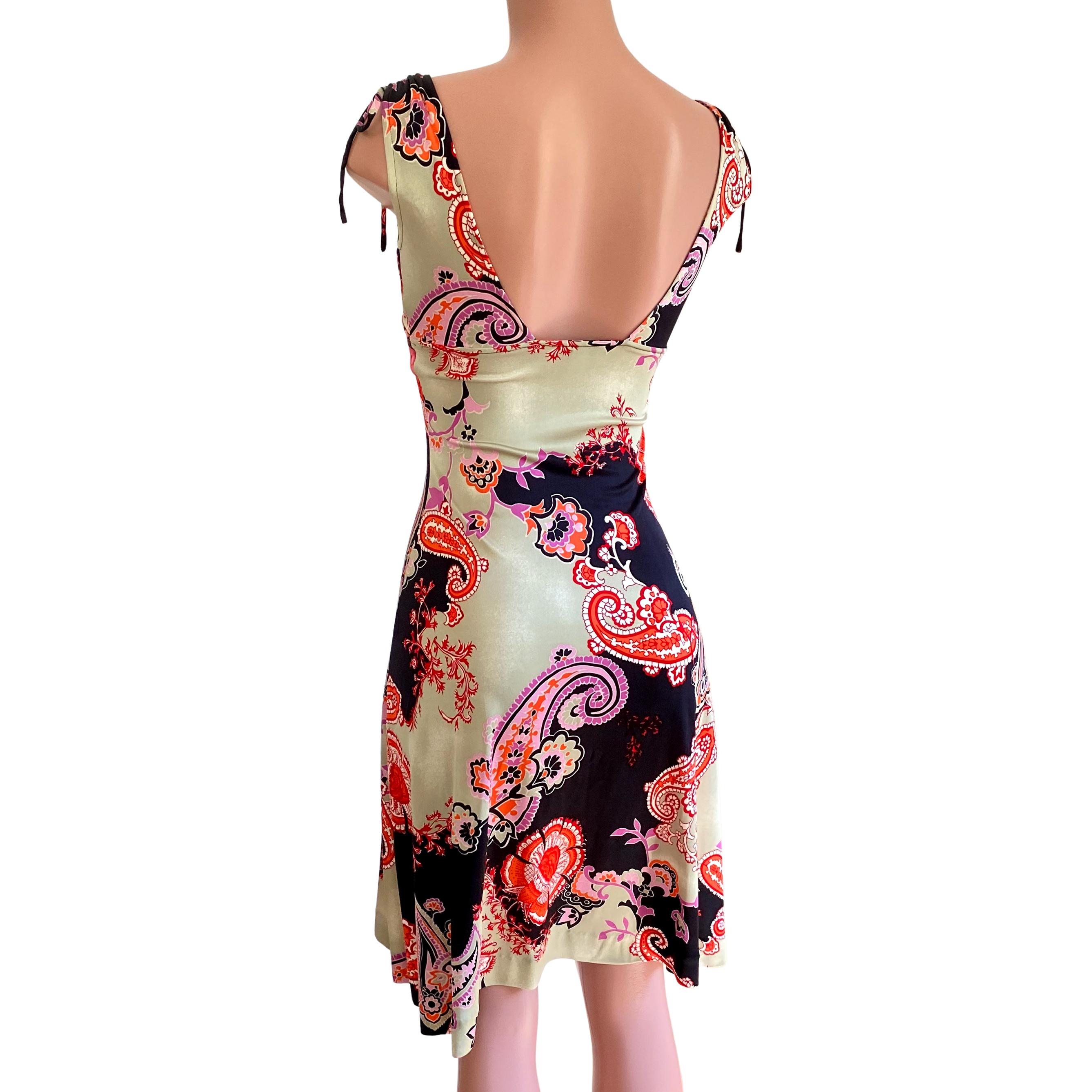 Brown Boho silk jersey printed flare dress - NWT Flora Kung For Sale