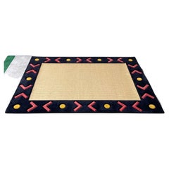 Tapis rectangulaire Boho Southwestern en fibres naturelles, noir, rouge et jaune