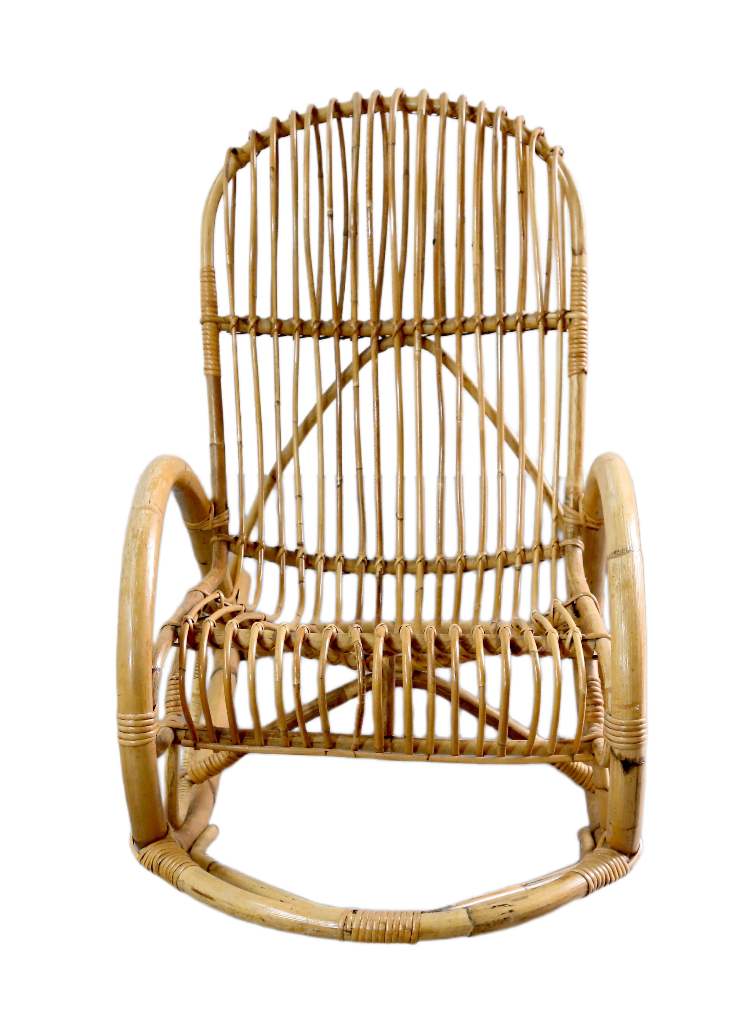 British Boho Style Bamboo Wicker Rocking Chair By Dirk Van Sliedregt For Rohe Noordwolde For Sale