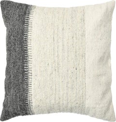 Boho Style Modern Ivory Wool and Cotton Pillow