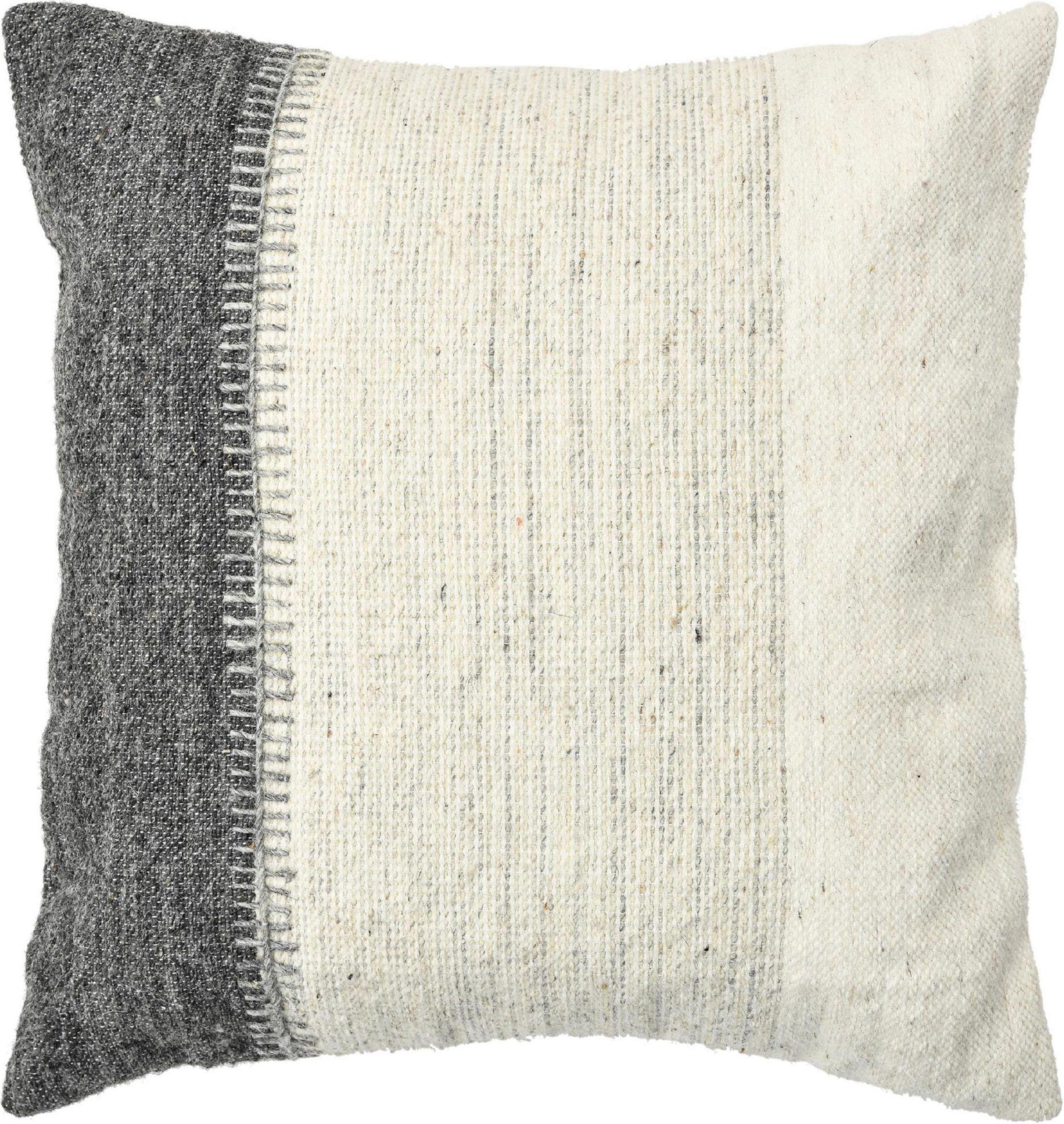 Indian Boho Style Modern Ivory Wool and Cotton Pillow For Sale