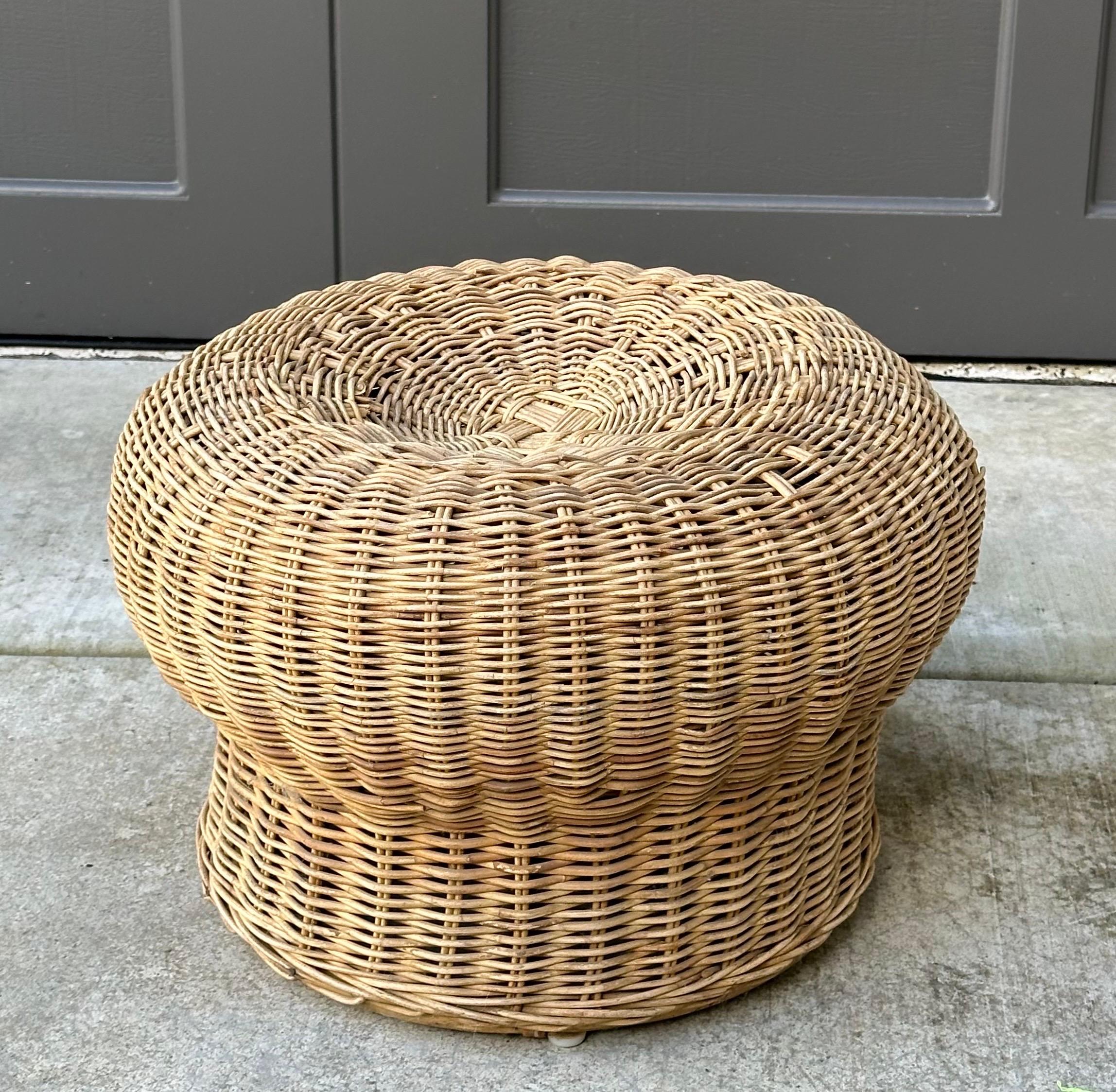 Sedia e ottomana in vimini scultorea in stile Boho in vendita 7