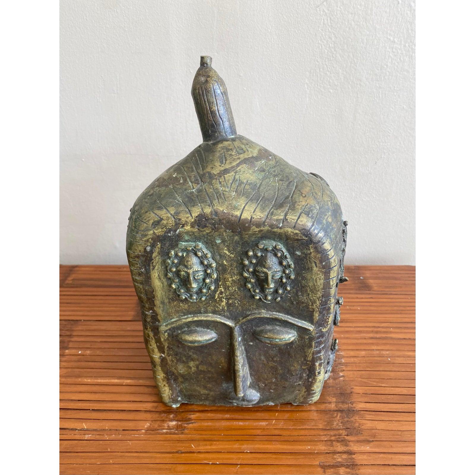 Boho Tribal-inspirierte Bronze-Skulptur (Stammeskunst) im Angebot