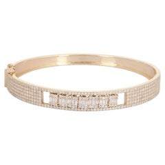 Boho Vintage 14K (or 18k upon request) Yellow Gold Diamond Bangle Bracelet