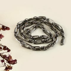 Boho Vintage look oxidized sterling silver Link 20" inches long chain necklace