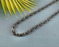 Boho Vintage look oxidized sterling silver Link 20" inches long chain necklace
