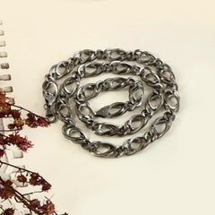 Collar de plata de ley oxidada con estilo boho vintage, de eslabones, de 20 pulgadas de largo