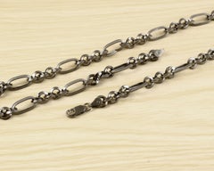 Collar de plata de ley oxidada con estilo boho vintage, de eslabones, de 20 pulgadas de largo
