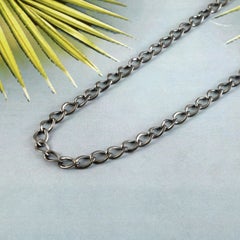 Boho Vintage look oxidized sterling silver Link 20" inches long chain necklace