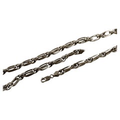 Boho Vintage look oxidized sterling silver Link 20" inches long chain necklace