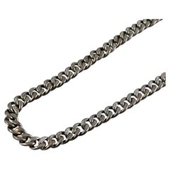 Collier à maillons en argent sterling oxydé, style bohème vintage, d'une longueur de 20 pouces