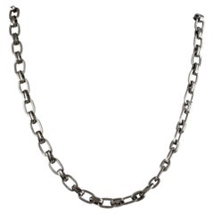 Boho Vintage look oxidized sterling silver Link 20" inches long chain necklace