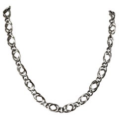 Collar de plata de ley oxidada con estilo boho vintage, de eslabones, de 20 pulgadas de largo