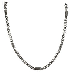 Collar de plata de ley oxidada con estilo boho vintage, de eslabones, de 20 pulgadas de largo