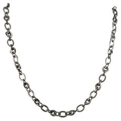 Collar de plata de ley oxidada con estilo boho vintage, de eslabones, de 20 pulgadas de largo