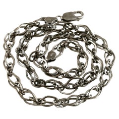 Boho Vintage look oxidized sterling silver Link 20" inches long chain necklace