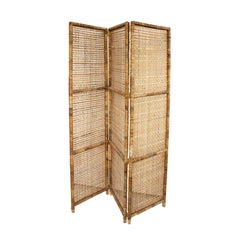 Boho Vintage Wicker Folding Screen