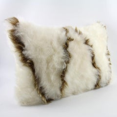 Boho White and Gold Sheepskin Pillow, Made in Australia