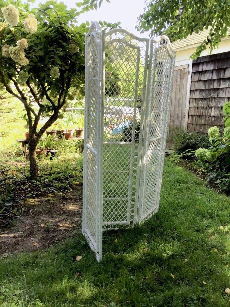 Boho Wicker Rattan Folding Screen Room Divider For Sale at 1stDibs