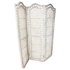 Boho Wicker Rattan Folding Screen Raumtrenner