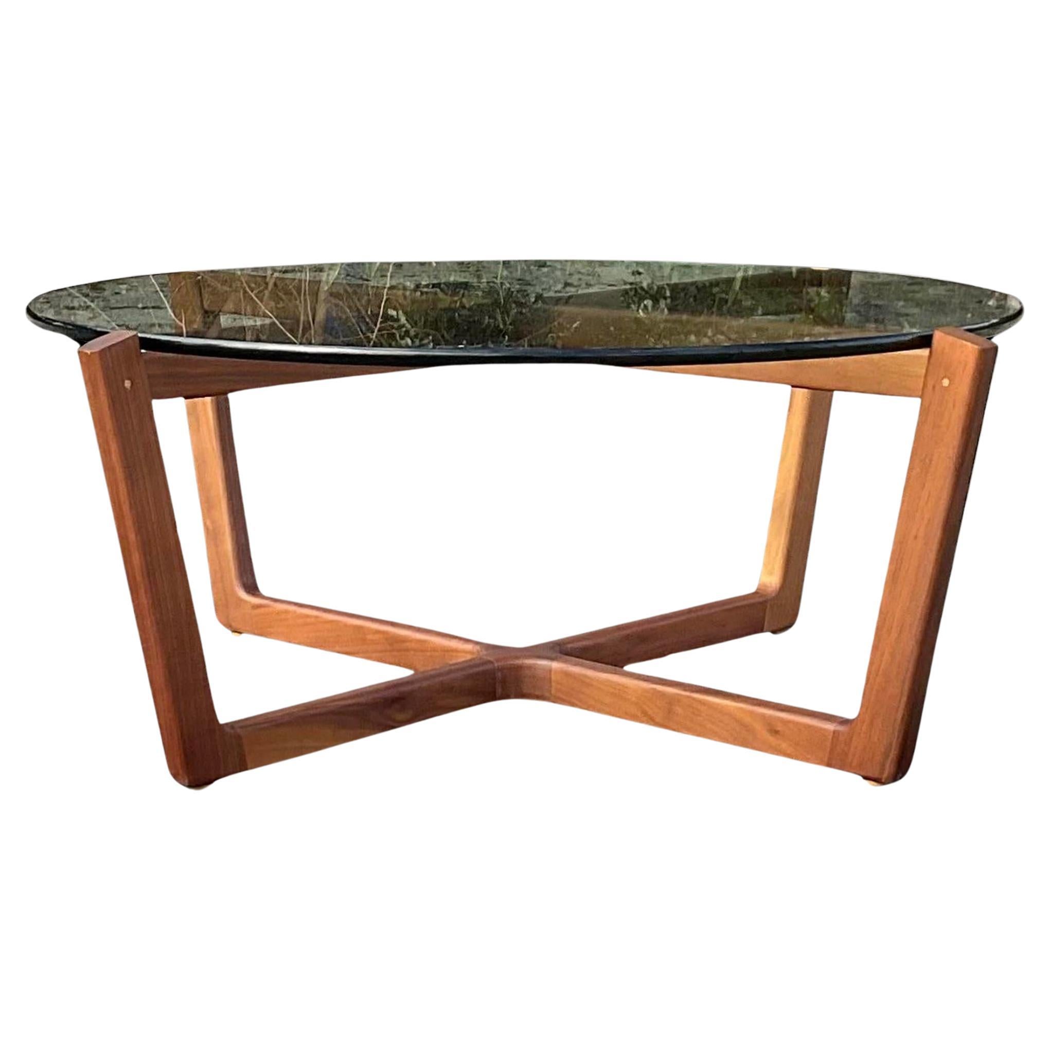 Boho Wood Frame Coffee Table After Adrian Pearsall
