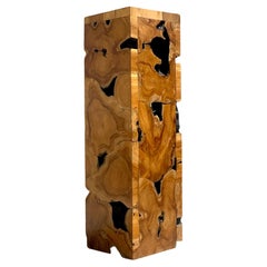Used Boho Wood Slab Pedestal
