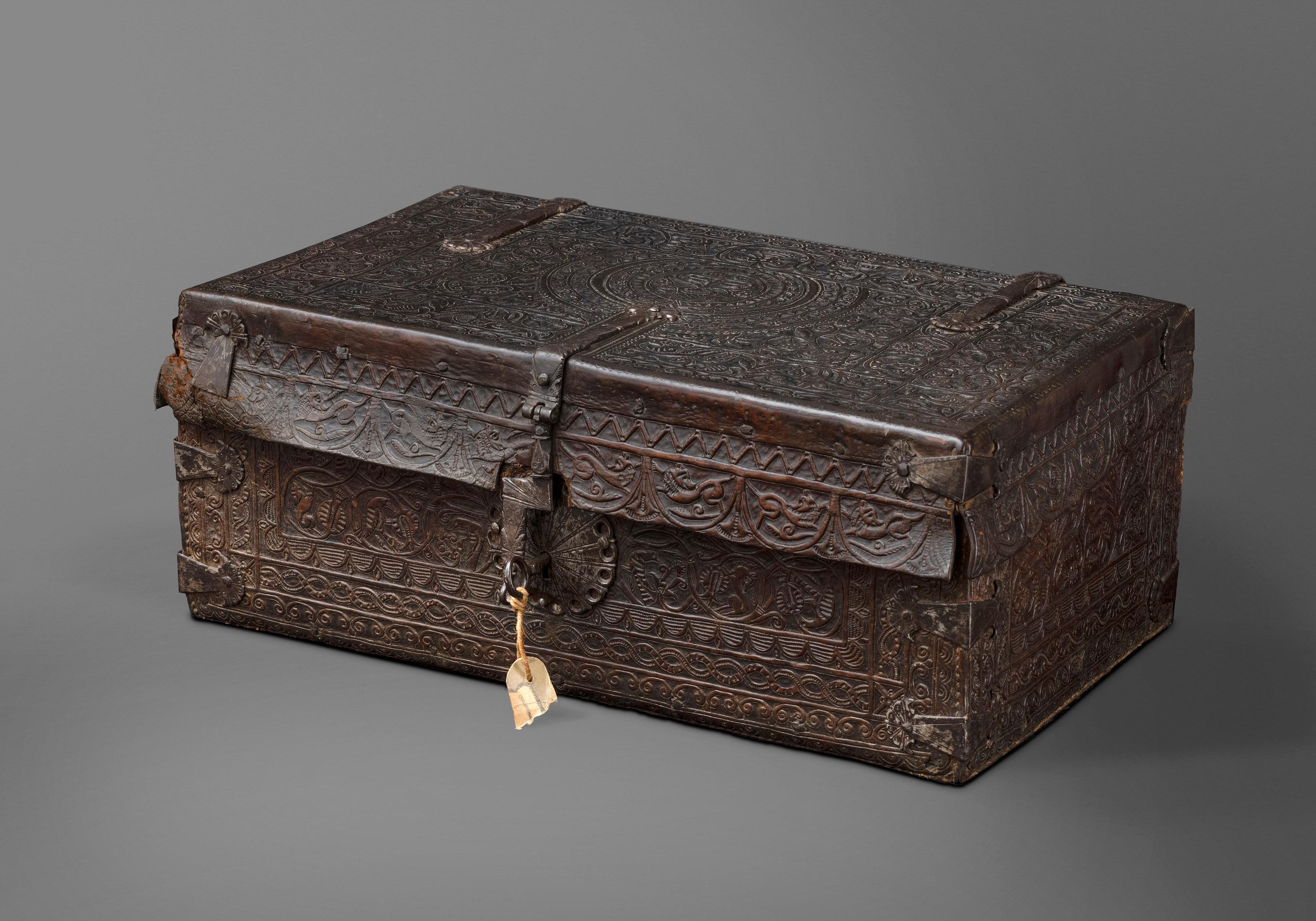 Forged Boiled Leather Trunk, Spanish, 17th Century For Sale