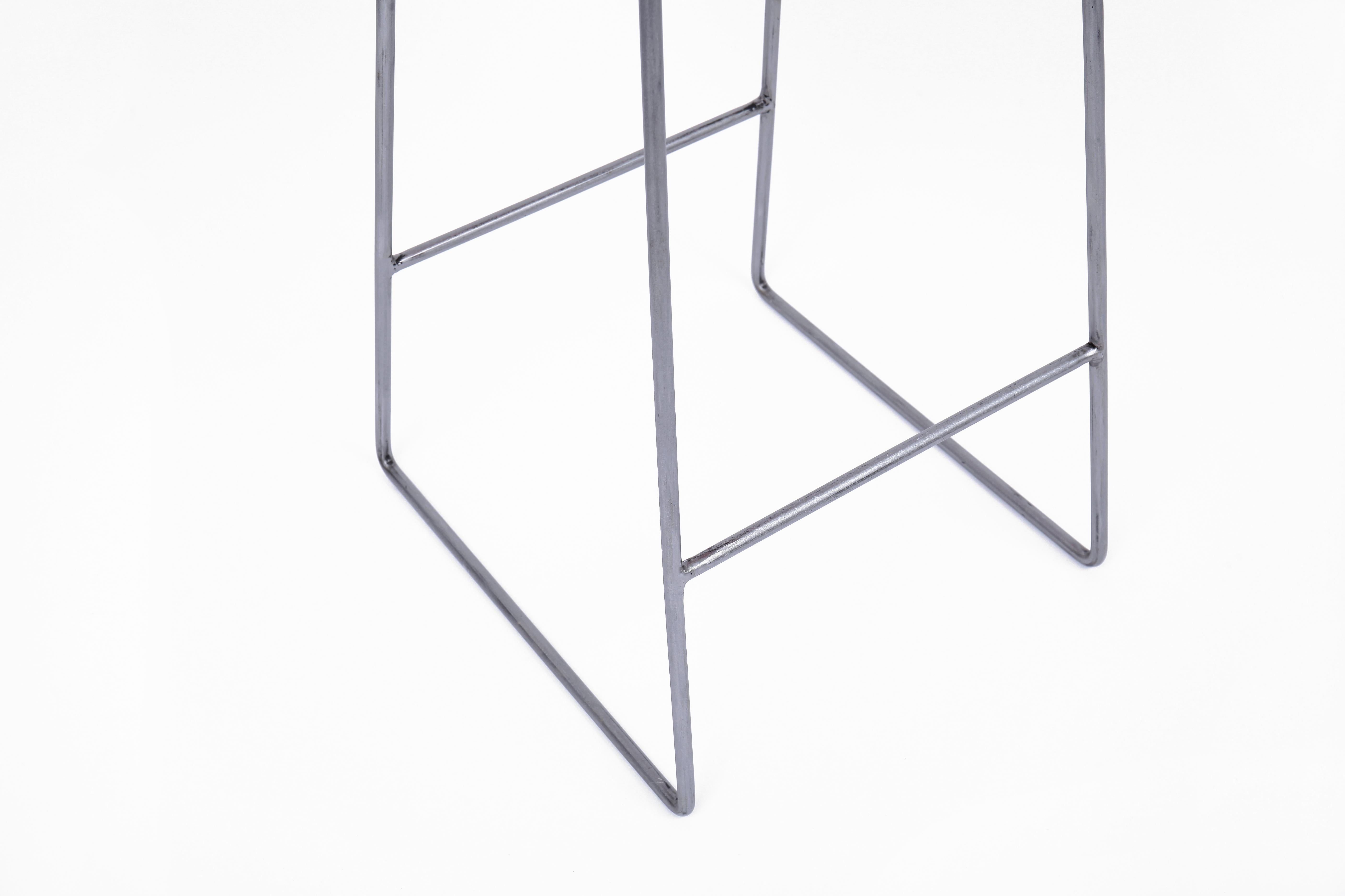 Spanish High Chair Metal Upcycled Boiler Grey and Red Handcrafted by Marta Torrent For Sale