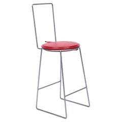 High Chair Metal Upcycled Boiler Grey and Red Handcrafted by Marta Torrent