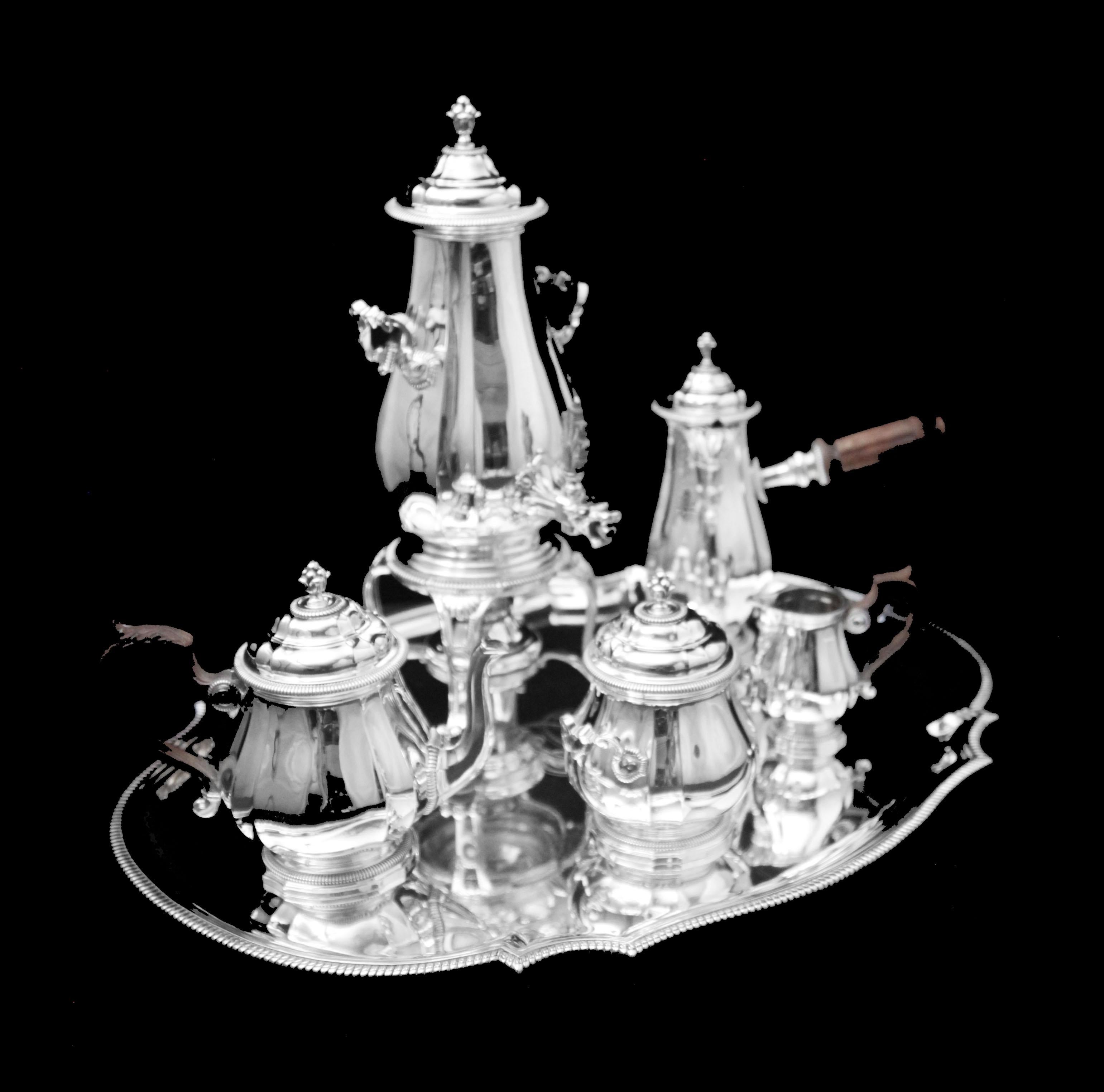 Louis XVI Boin-Taburet: 6pc. Antique French 950 Sterling Silver Tea Set - Like New! For Sale