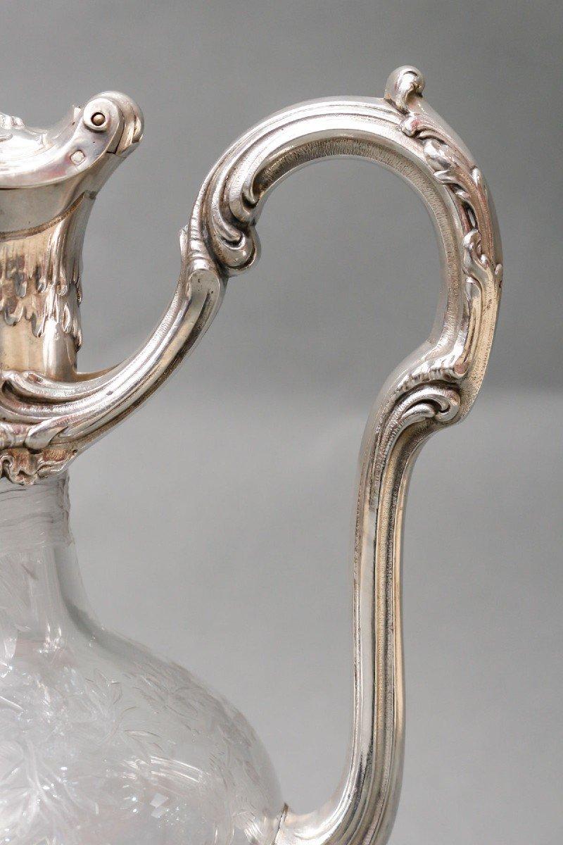 Napoleon III Boin Taburet – Ewer In Engraved Crystal And Solid Silver 19th Century For Sale