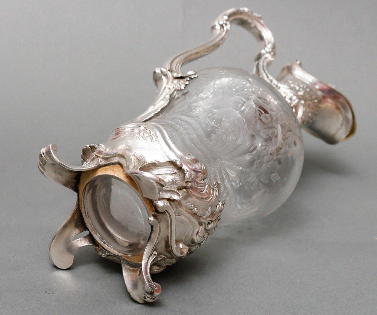 Boin Taburet – Ewer In Engraved Crystal And Solid Silver 19th Century For Sale 3