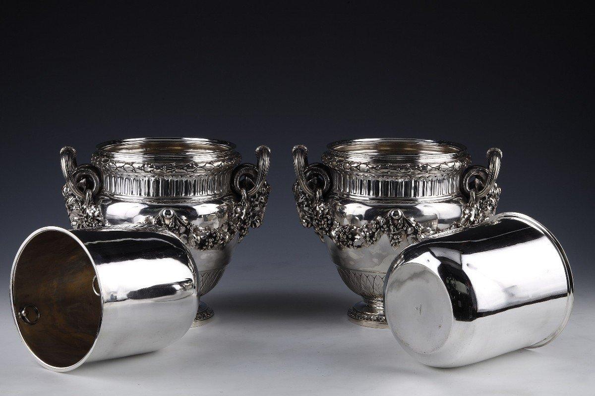 Boin Taburet - Pair Of Solid Silver Wine Coolers Louis XVI - 19th Century For Sale 6