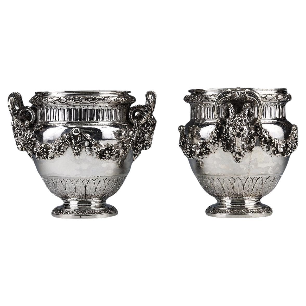 Boin Taburet - Pair Of Solid Silver Wine Coolers Louis XVI - 19th Century For Sale