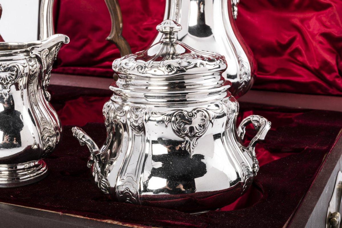 Napoleon III Boin Taburet - Set Tea/Coffee In Silver Xixe For Sale