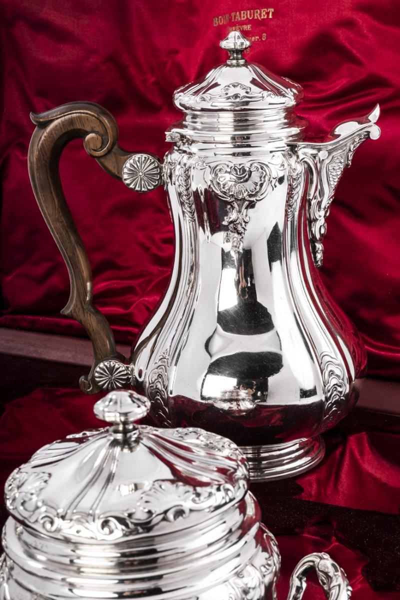 Boin Taburet - Set Tea/Coffee In Silver Xixe In Excellent Condition For Sale In SAINT-OUEN-SUR-SEINE, FR