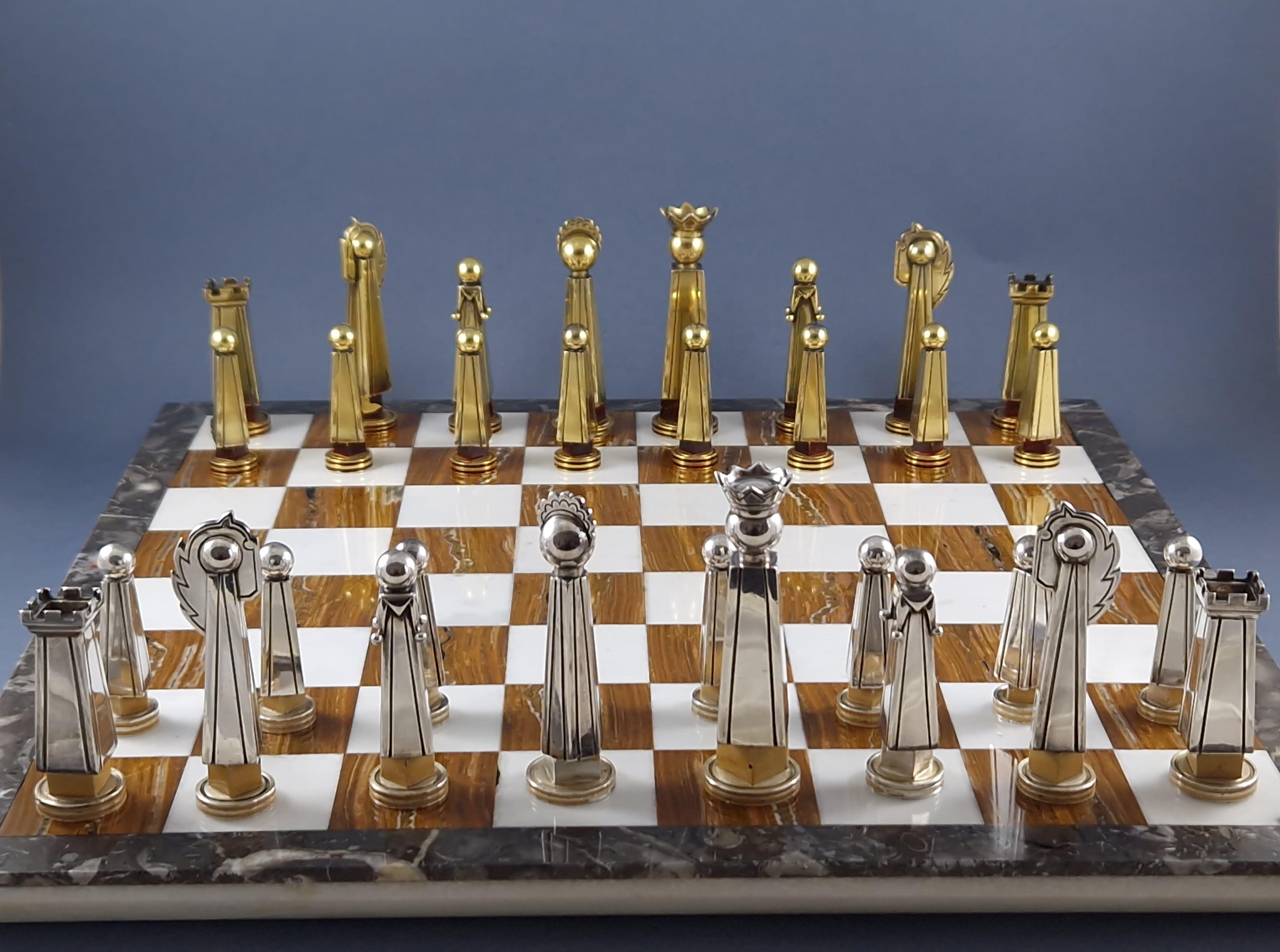 Boin Taburet - Juego de Ajedrez de Plata de Ley y Dorado Francés en venta