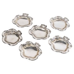 Antique Boin Taburet - Suite Of Six Shell Dishes Sterling Silver 19th
