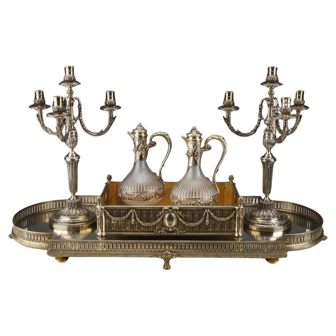 Boin Taburet - Tischgarnitur aus massivem Silber Vermeille XIX. Jahrhundert um 1860 im Angebot